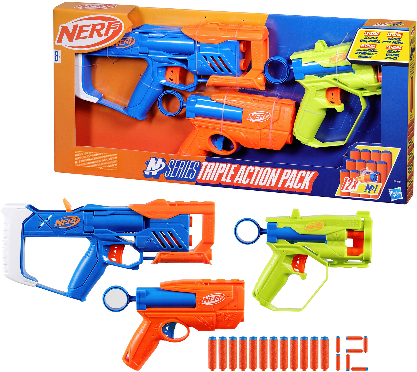 Бластер многозарядный Hasbro Triple Action Pack серия Nerf N Series (F9840)